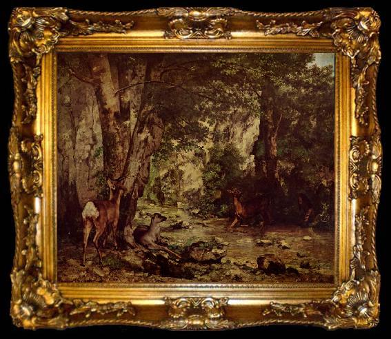 framed  Gustave Courbet Rehbock im Wald, ta009-2